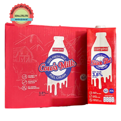 Sữa Tươi Nguyên Kem Campino Cow's Milk 1L - 1 Thùng