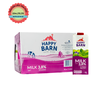 Sữa Tươi Nguyên Kem Happy Barn 1L - 1 Thùng