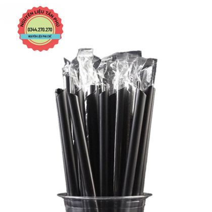 Ống Hút Phi 8 Đen Có Màng Bọc